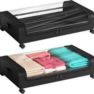 CARLA HOME XXL Under Bed Rolling Storage Containers with 50L Large Capacity and Wheels